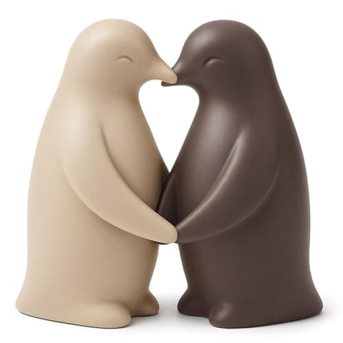 Ceramic Penguin Couple Figurines Home Decor, Loving Pair Statue for Gift