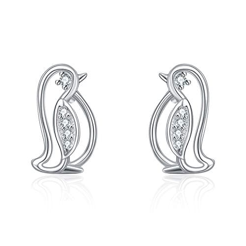 YFN Penguin Sterling Silver Penguin Stud Earrings - Animal Jewelry for Women Gifts