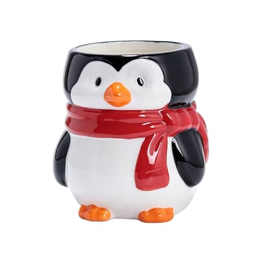 Mangpung Ceramic Penguin Shaped Pen Pencil Holder for Desk Decoration Accessories Penguin Decor Makeup Brush Pen Cups Succulent Plant Pot Office School Ideal Gifts for Women, Mom or Birthdays