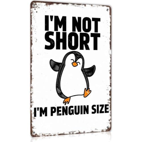 Cute Penguin Metal Sign 8x12 Inch for Bedroom Wall Decor
