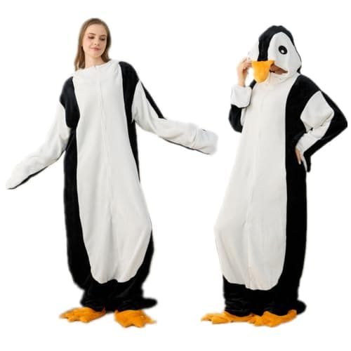 SunBritly Wearable Penguin Blanket Hoodie Sleeping Bags Super Soft Warm Cozy Flannel Fleece Blanket Penguin Gifts(S,Suitable Height 4'2"-4'5")