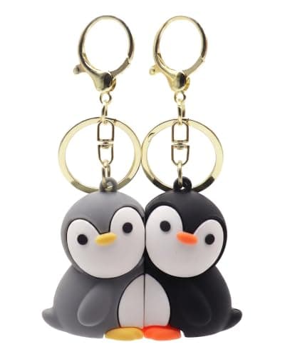 JEFSON Matching Penguin Couple Keychain with Magnetic Attraction Hug