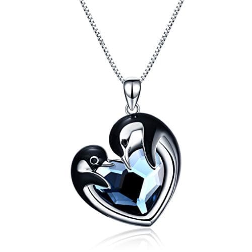 WINNICACA Penguin Necklace for Women, 925 Sterling Silver Penguin Pendant Cute Animal Crystal Necklace Jewelry Christmas Birthday Gifts for Women Penguins Lovers Her Daughter