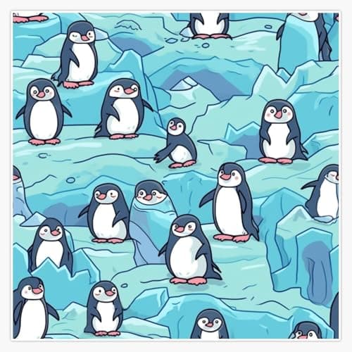Kawaii Cute Penguins Playing On Ice Magnet Reusable Flexible Magnetic Sticker 5"