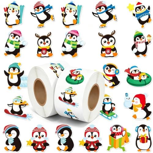 1 Inch Penguin Stickers 16 Designs Cute Penguins Animal Adhesive Label Decals for Teens, DIY Bumper Scrapbooks Envelopes Cards Gift Boxes Party Supply