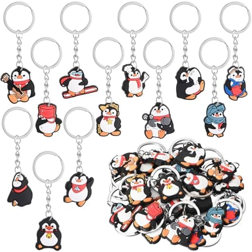 Neptniopllab 24 Pieces Penguin Keychain Pack, PVC 3D Penguin Party Favor Decorations Penguin Charms Pendant Accessories for Penguin Lover Birthday Gift, Guest Return Gift