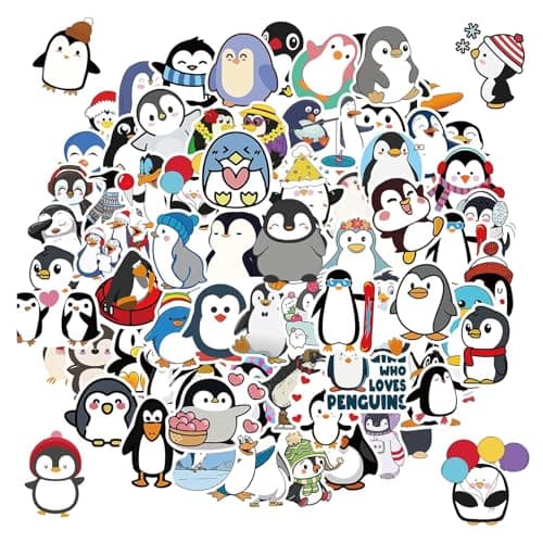 100 PCS Penguin Stickers,Cute Vinyl Waterproof Sticker for Water Bottle Laptop Guitar Phone Skateboard,Penguin Gifts for Kids Teens Girls