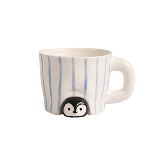 FunFink Penguin Coffee Mug, 16 oz Aesthetic Ceramic Mug with 3D Penguin