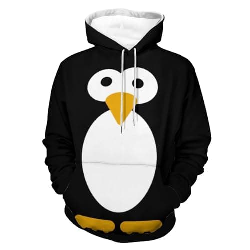 Snbidmk Cute Penguin Hoodie Funny Hoody Sweatshirts for Mens Active Hoodies-C2-XL