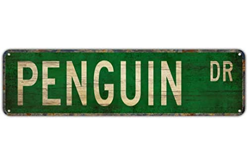 Metal Tin Sign Penguin sign Retro Aluminum Metal Sign for Street Home Office Garden Decor 4×16 Inches