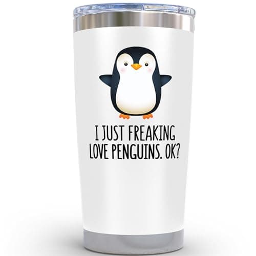 KLUBI Penguin Gifts for Women - 20oz Penguin Tumbler Themed Christmas Gifts With Penguins Gift Ideas Penguin Figurines Teacher Gifts Gag Gifts for Her