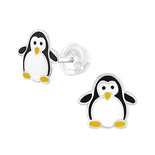 Charmed Owl 925 Sterling Silver Children's Cute Penguin Stud Earrings