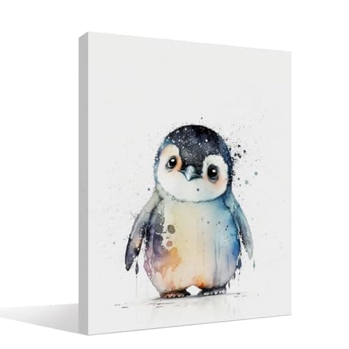 BIWSHA Baby Penguin Wall Art Decor, Cute Animal Room Bathroom Decor
