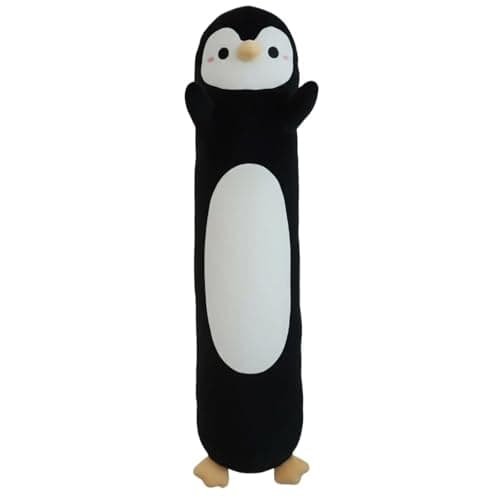 Somao Penguin Plush Pillow - 23.6 Inch Long Stuffed Animal, Ultra Soft Cuddle Pillow for Kids & Adults, Huggable Penguin Toy Gift for Birthday, Christmas, Valentine's Day (Black)