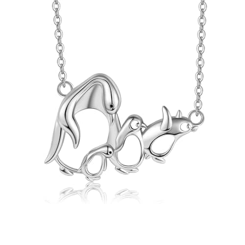 ONEFINITY Penguin Necklace 925 Sterling Silver Penguin Pendant Necklace Mother Jewelry Gift for Mom Grandma Women Family Animal Lover
