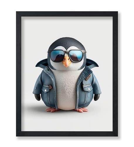 Poster Master Baby Penguin Print - Cute Baby Penguin in Glasses Poster - Minimal Art - Gift for Boys, Girls & Parents - Fun Wall Decor for Nursery, Kid's Room or Bedroom - 8x10 UNFRAMED Wall Art