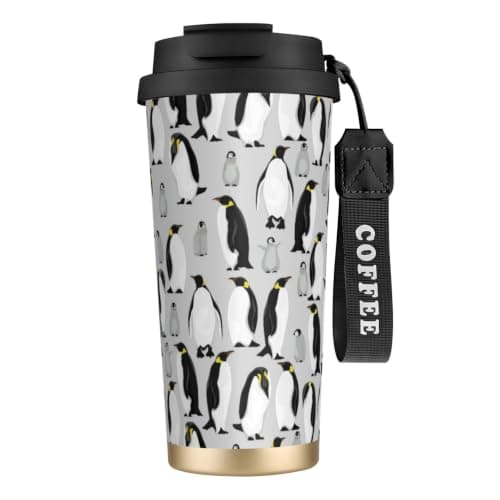 JASROTAO Grey Penguins Tumbler Vacuum Insulated Travel Coffee Mug 17oz