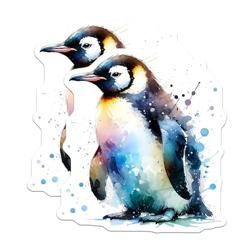 (2 Pack) Penguin Art Magnets - Watercolor Penguin - Fridge Decor - 5" On Longest Side - Premium Magnet - for Cars, Refrigerators, Toolboxes, Lockers - Made in USA - MAG15225
