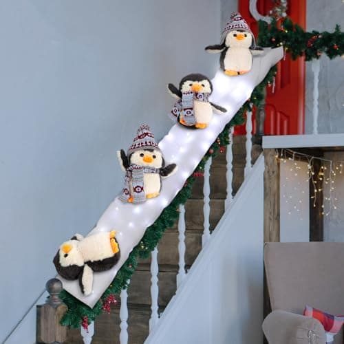 Halloscume 4 Pcs Penguins Christmas Stairs Banister Decorations