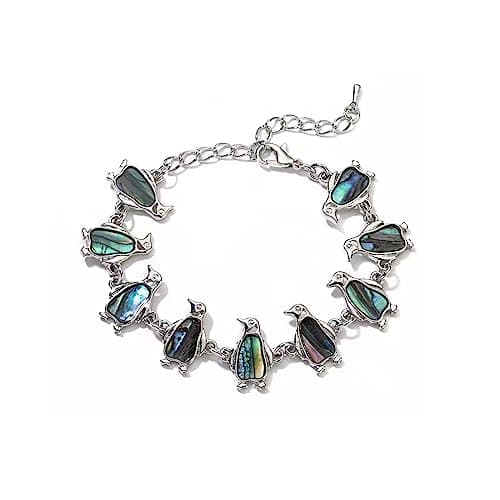 KunBead Penguin Charm Shell Bracelet for Women Adjustable Bracelets