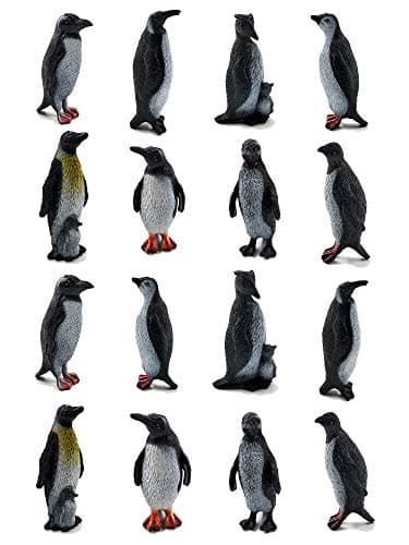 16Pcs Plastic Penguin Figurines, Realistic Penguin Figure Toys Set for Kids
