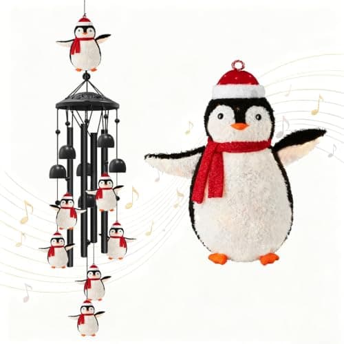 Penguin Christmas Wind Chimes, Outdoor Hanging Decor for Patio Yard Home