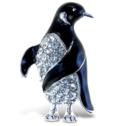 COTA Global Penguin Sparkling Refrigerator Magnet - Black & Silver Sparkling Rhinestones Crystals, Cute Sparkly Ocean Life Magnet for Kitchen Door Fridge, Cool Home & Office Novelty Decor - 2 Inch