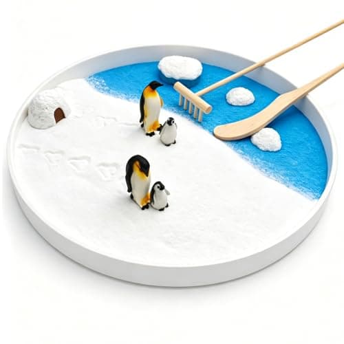 Mini Zen Garden for Desk, Penguin Theme Zen Sand Garden, 10''