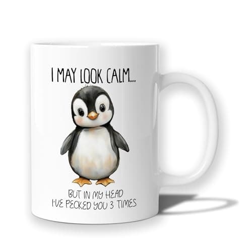 XYMHQ Funny Penguin Gift Mug 11 oz, Gifts for Penguin Lovers Ceramic Coffee Tea Cup, Funny Animal Lovers Gifts for Women Men Coworkers Coffee Mug for Office Home Work