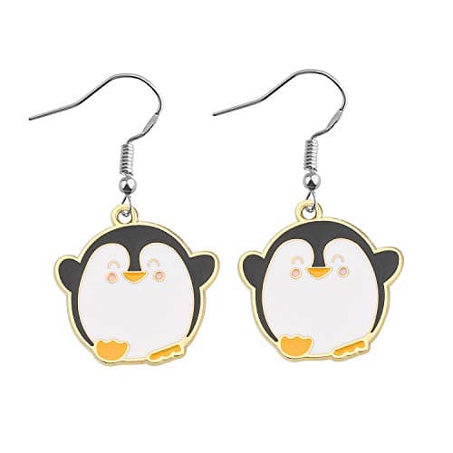 FEELMEM Penguin Earrings/Zipper Pull Cute Cartoon Dangle Earrings Animal Jewelry Penguin Gift for Penguin Lover(Earrings)