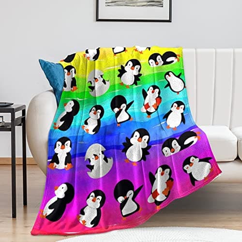 Animal Penguin Blanket Ultra Soft Cute Penguins Flannel Fleece Throw Blankets Lightweight Microfiber Fun Art Kids Adult Bedding for Gifts Travel 50"X40"