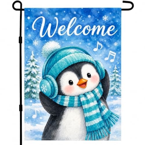 YZWXZY Welcome Winter Penguin Garden Flag 12x18 Double Sided