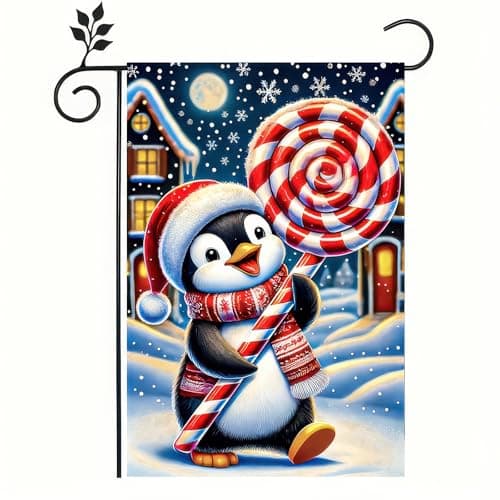 BlissYard Christmas Penguin Garden Flag 12x18 Inch Polyester