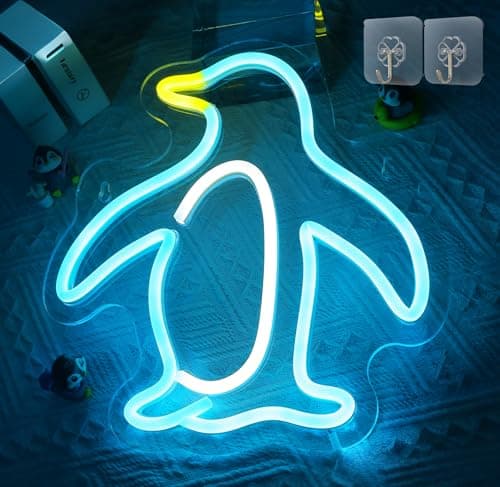 Attivolife Penguin Sign for Wall Decor, Light up Special Animal Shape LED Lamp with Dim USB Powered, Unique Home Living Room Business Cafe Shop Bar Party Decor Birthday Christmas Day Gift