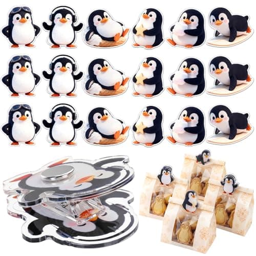 Relaxweex 18 Pack Cute Magnetic Chip Clips Penguin Fridge Magnets