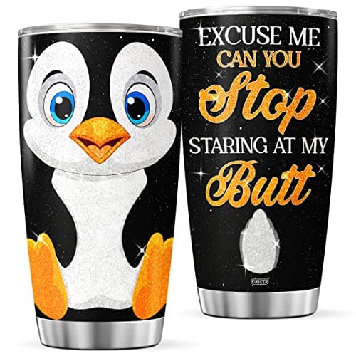 CUBICER Penguin Coffee Tumbler Travel Mug With Lid Cute Birthday Gifts For Women Mom Teenagers Sisters Animal Lovers Insulated Cup Stainless Steel Tumblers Hot Cold Drinks Funny Sayings
