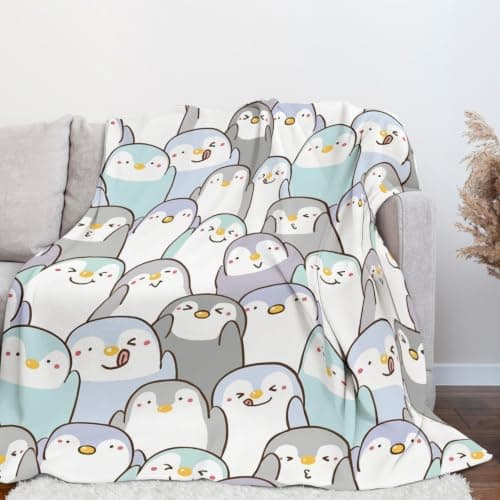 Koesnbre Cute Penguin Blanket for Women Girls Kids Adults 40" x 50", Flannel Throw for Sofa Couch Bed Living Room, Gifts for Animal Lovers