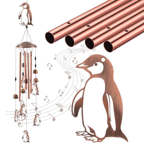 Briwooody 36" Penguin Wind Chimes for Outdoor Decor, Penguin Gift for Women